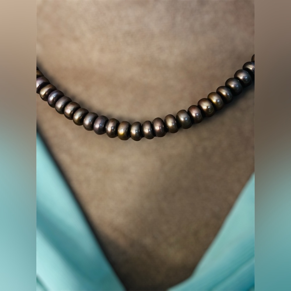 Final Price. 10k Bronze Pearl Authentic Rondelle Necklace. - Picture 3 of 7